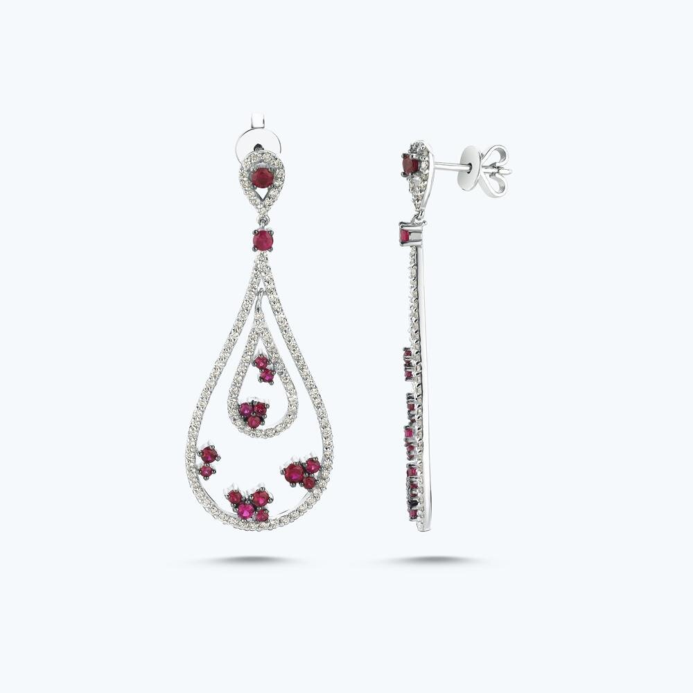 Boucles d'Oreilles Diamant Rubis