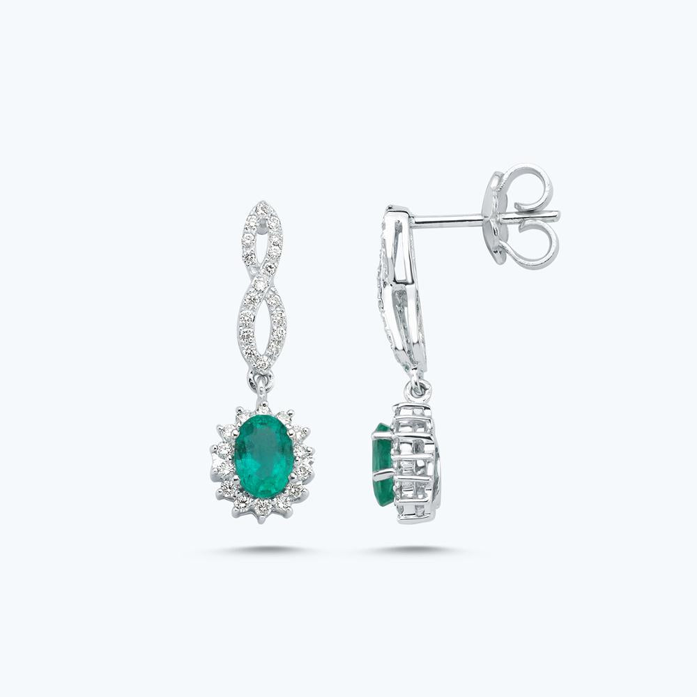 Boucles d'Oreilles Diamant Émeraude