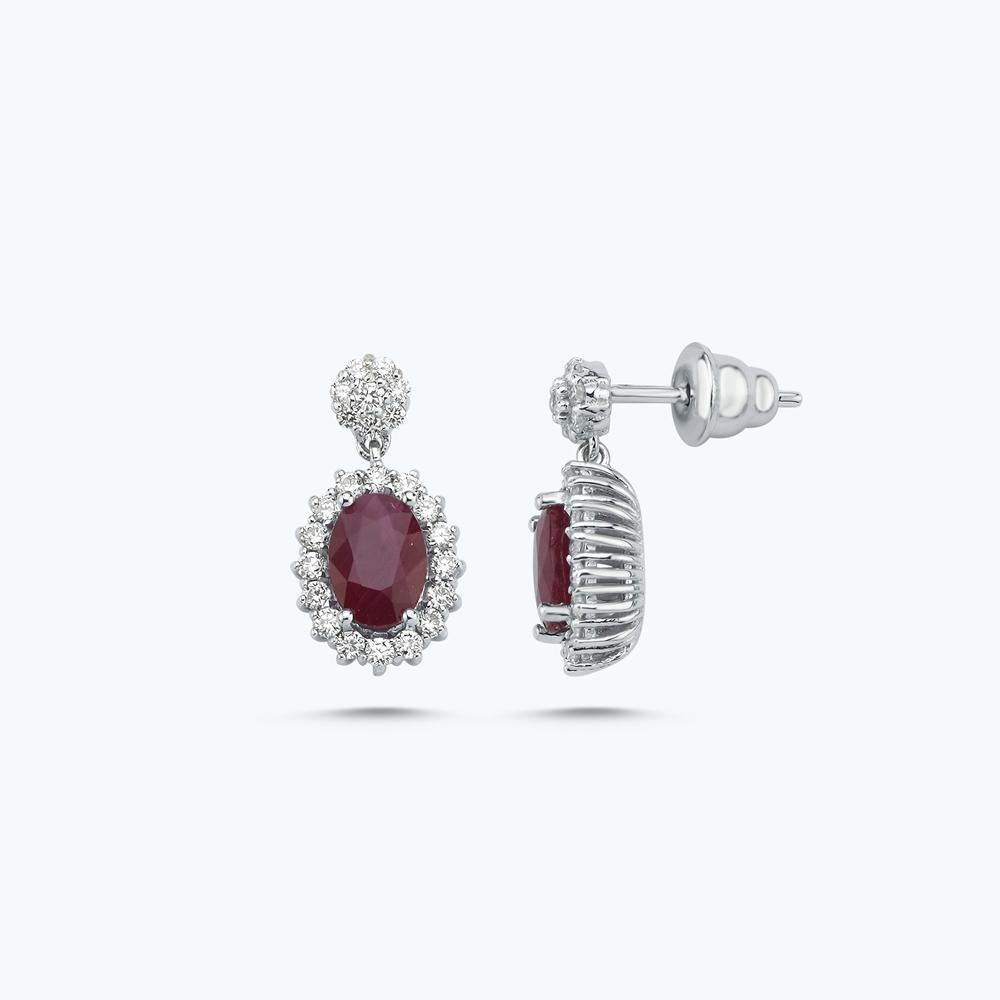 Boucles d'Oreilles Diamant Rubis