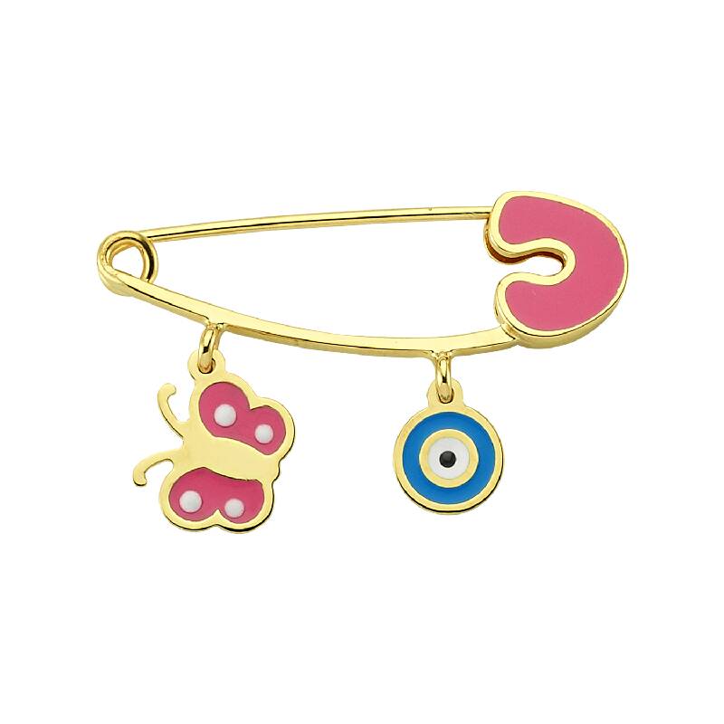 Butterfly & Eveil Eye Gold Baby Pin