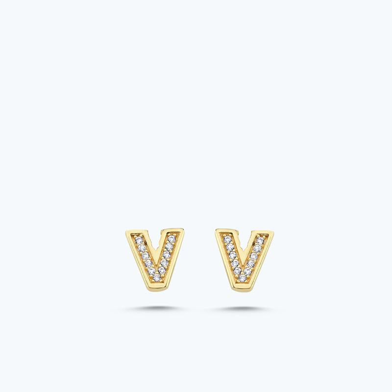 Letter VGold Earring