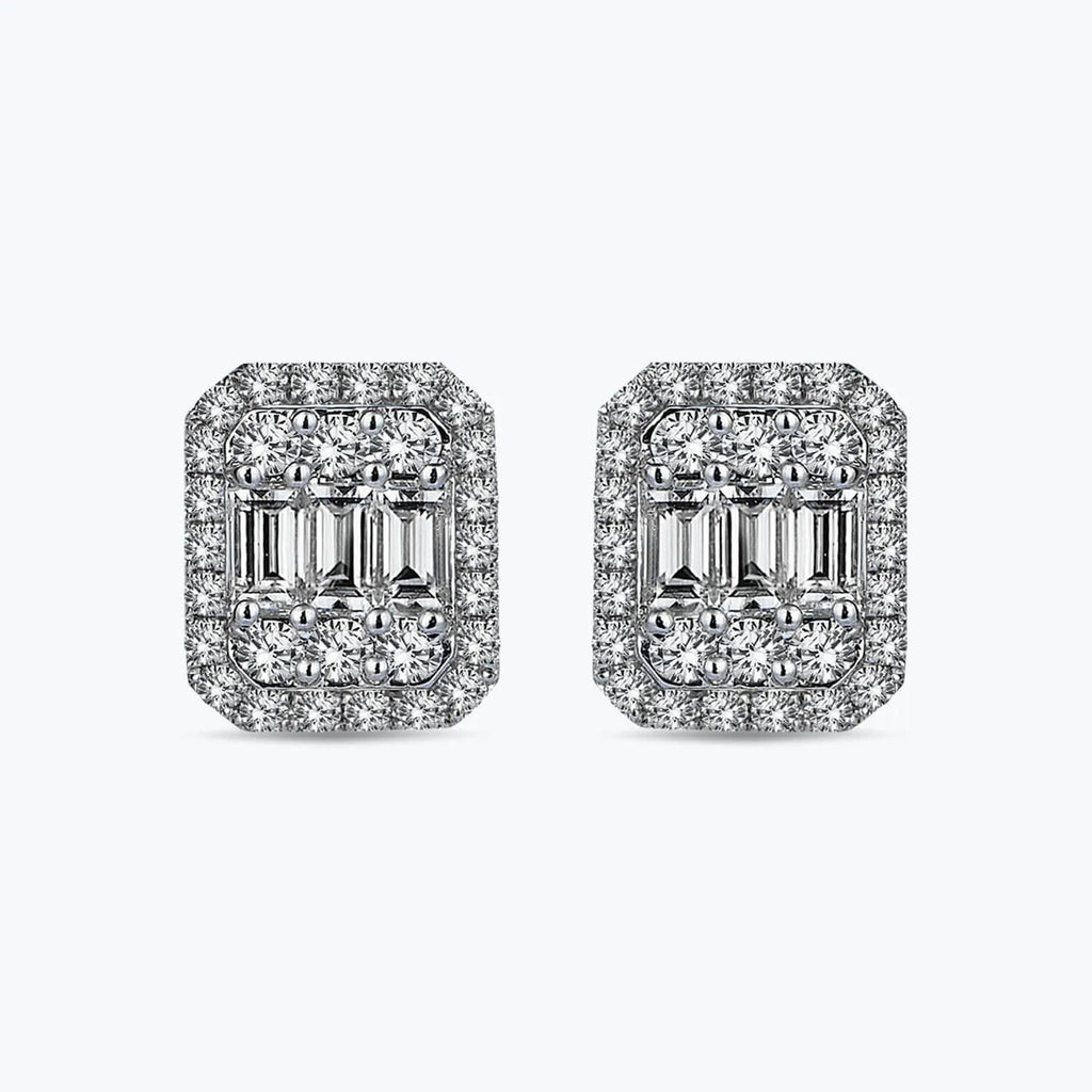 Boucles d'Oreilles Diamant Baguette