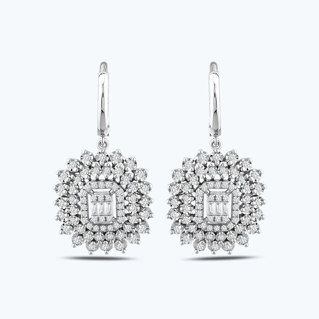 Boucles d'Oreilles Diamant Baguette