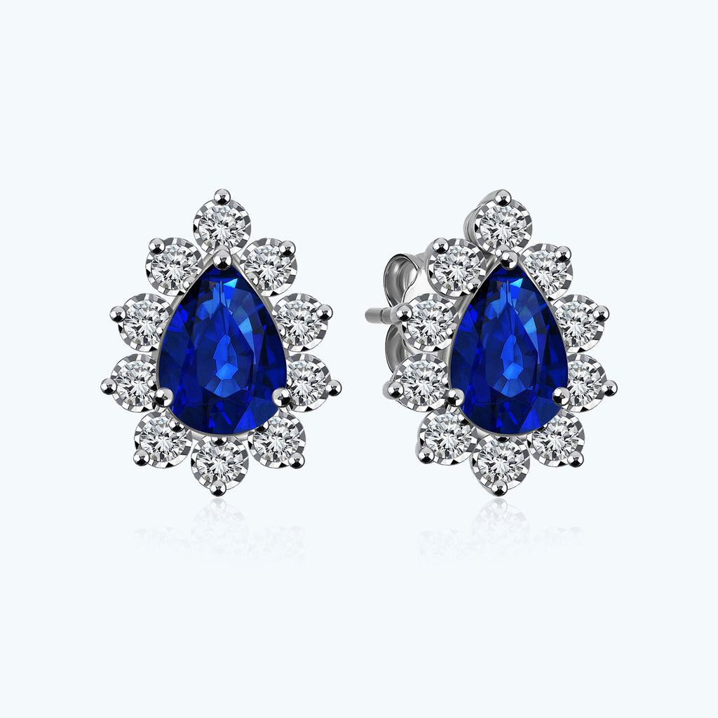 Boucles d'Oreilles Diamant Saphir