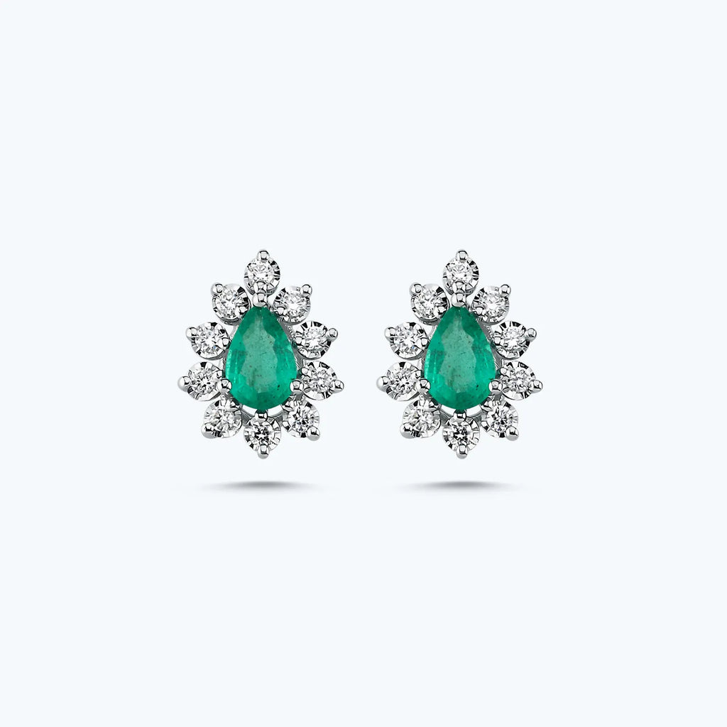 Boucles d'Oreilles Diamant Émeraude